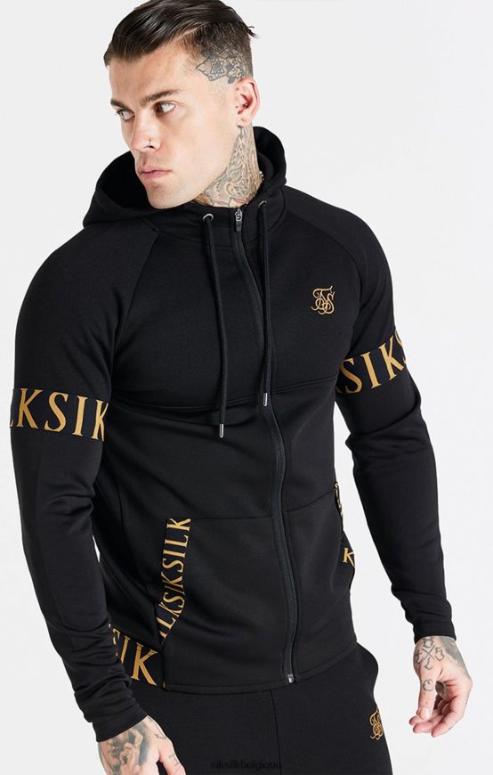 sweat à capuche zippé dynamique noir vêtements Hommes SikSilk AS2ZD416