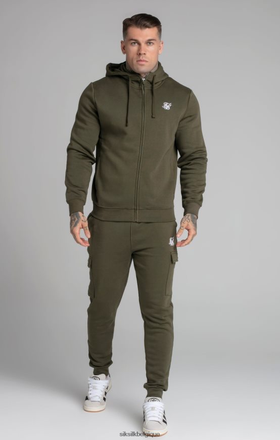 sweat à capuche zippé essentiel kaki à entonnoir vêtements Hommes SikSilk AS2ZD423