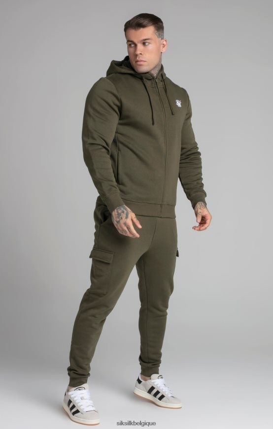 sweat à capuche zippé essentiel kaki à entonnoir vêtements Hommes SikSilk AS2ZD423