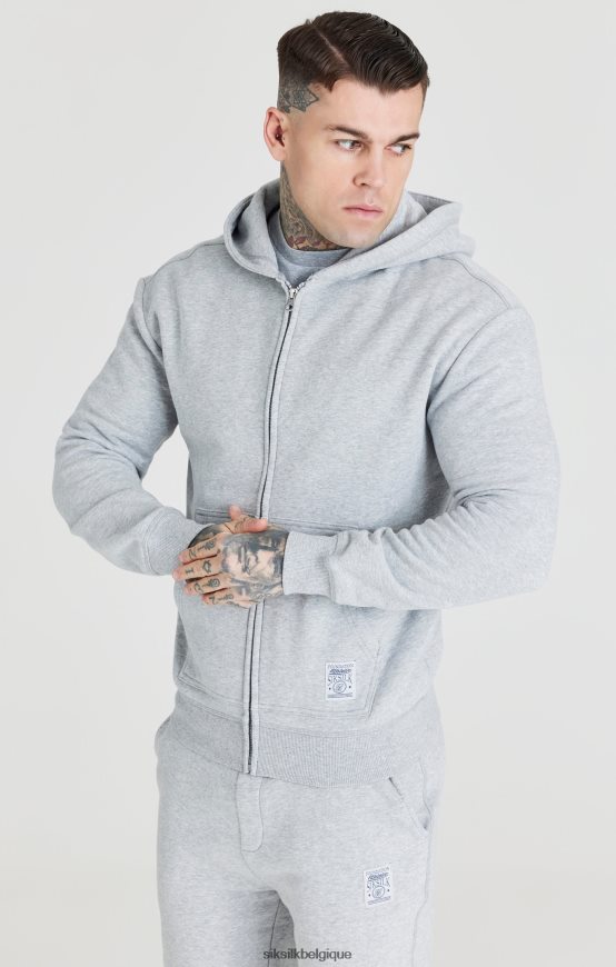 sweat à capuche zippé gris Foundation vêtements Hommes SikSilk AS2ZD439