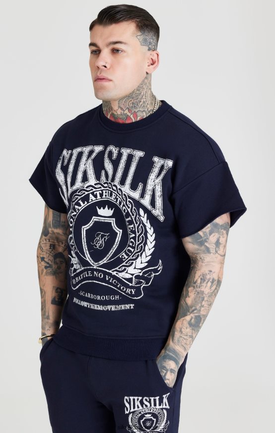 sweat universitaire bleu marine vêtements Hommes SikSilk AS2ZD445