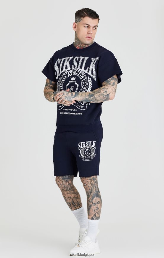 sweat universitaire bleu marine vêtements Hommes SikSilk AS2ZD445