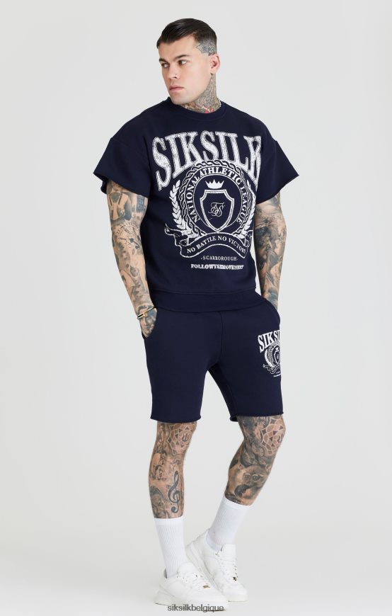 sweat universitaire bleu marine vêtements Hommes SikSilk AS2ZD445
