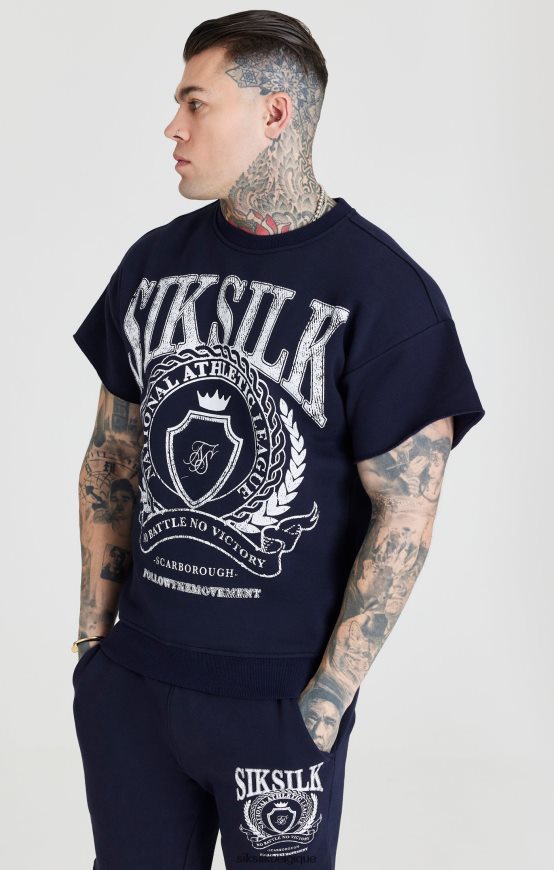 sweat universitaire bleu marine vêtements Hommes SikSilk AS2ZD445