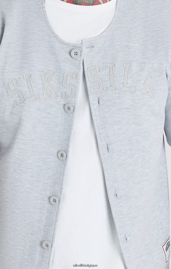 maillot de baseball gris chiné avec logo appliqué vêtements Hommes SikSilk AS2ZD397