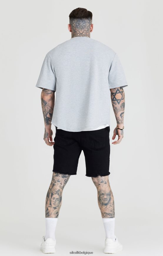 maillot de baseball gris chiné avec logo appliqué vêtements Hommes SikSilk AS2ZD397