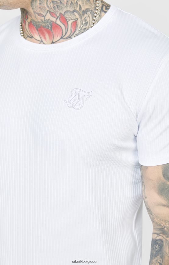 t-shirt blanc en maille côtelée vêtements Hommes SikSilk AS2ZD381