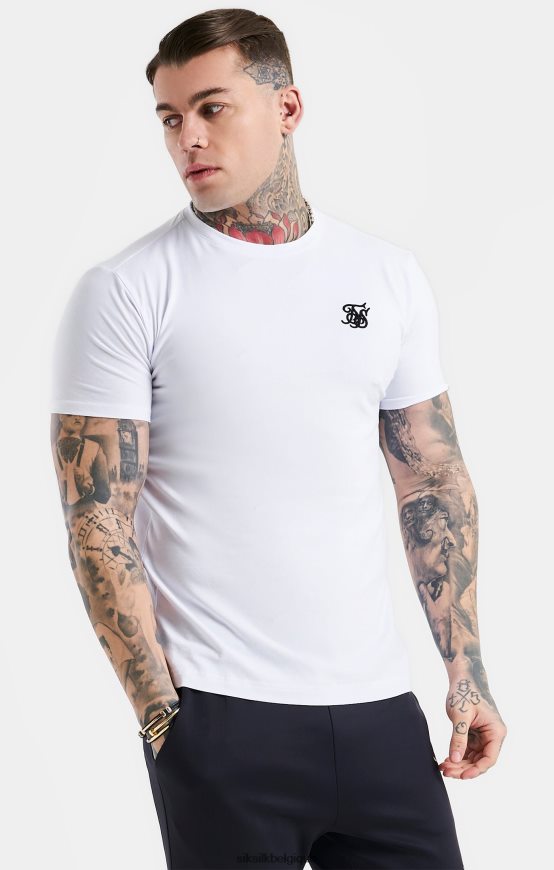 t-shirt blanc essentiel à manches courtes et coupe musculaire vêtements Hommes SikSilk AS2ZD364