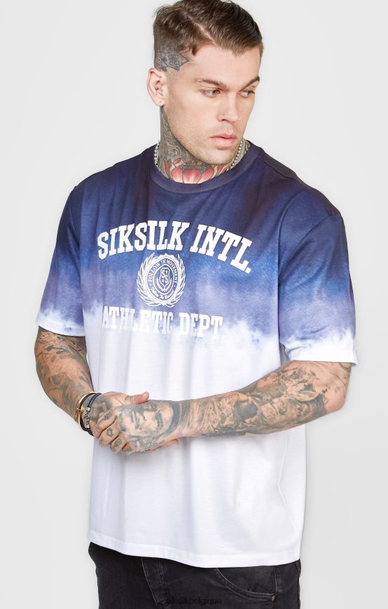 t-shirt bleu marine à effet délavé vêtements Hommes SikSilk AS2ZD384