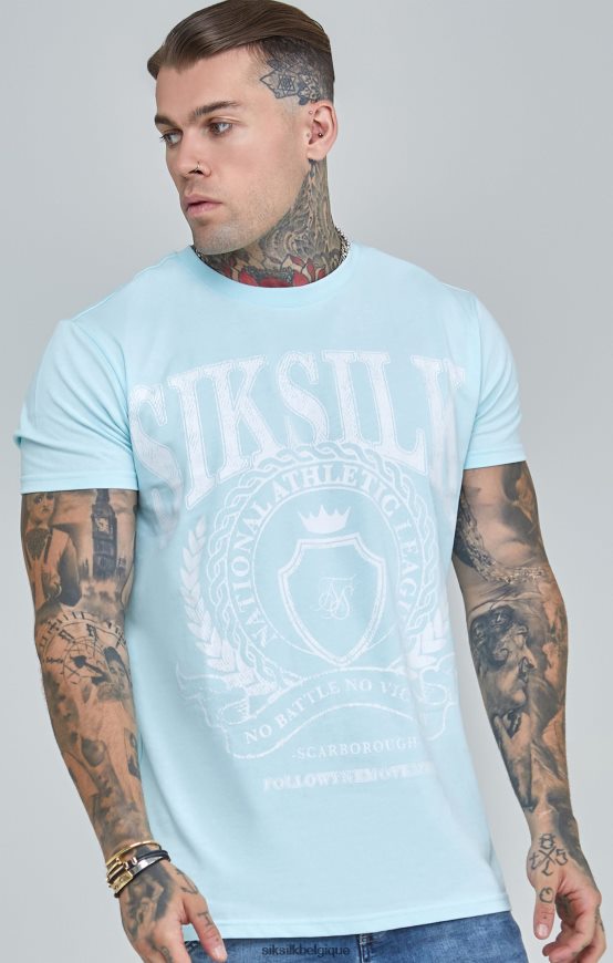 t-shirt coupe boxy bleu universitaire vêtements Hommes SikSilk AS2ZD396