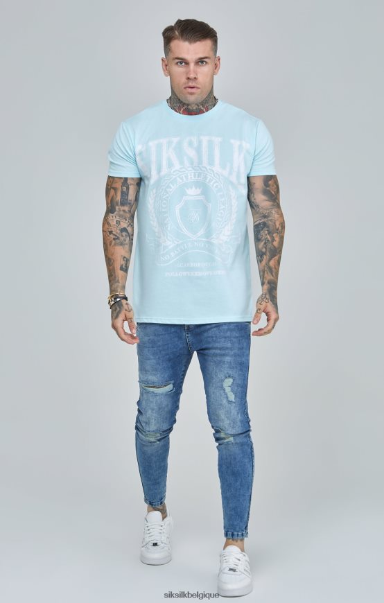 t-shirt coupe boxy bleu universitaire vêtements Hommes SikSilk AS2ZD396