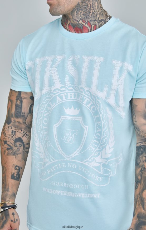 t-shirt coupe boxy bleu universitaire vêtements Hommes SikSilk AS2ZD396