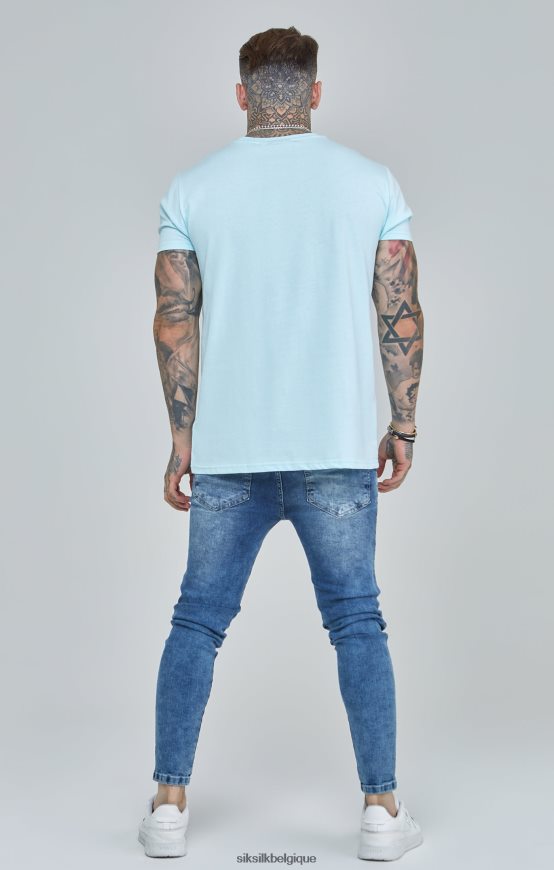 t-shirt coupe boxy bleu universitaire vêtements Hommes SikSilk AS2ZD396