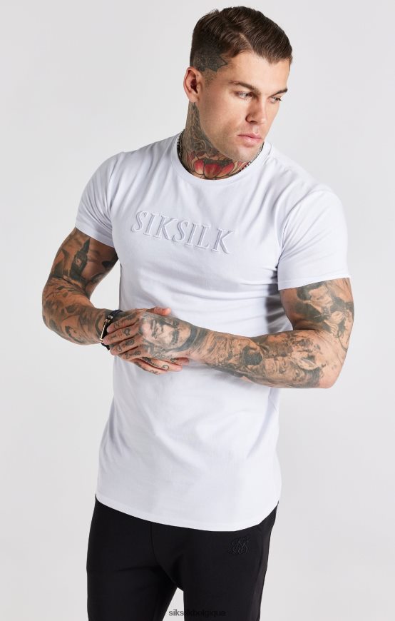 t-shirt moulant brodé blanc vêtements Hommes SikSilk AS2ZD370
