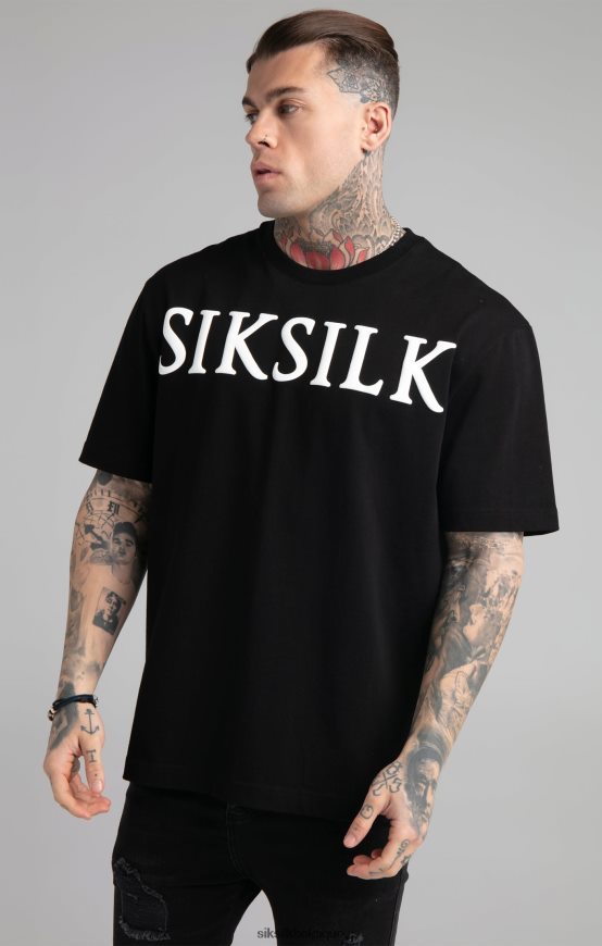 t-shirt noir coupe décontractée vêtements Hommes SikSilk AS2ZD407