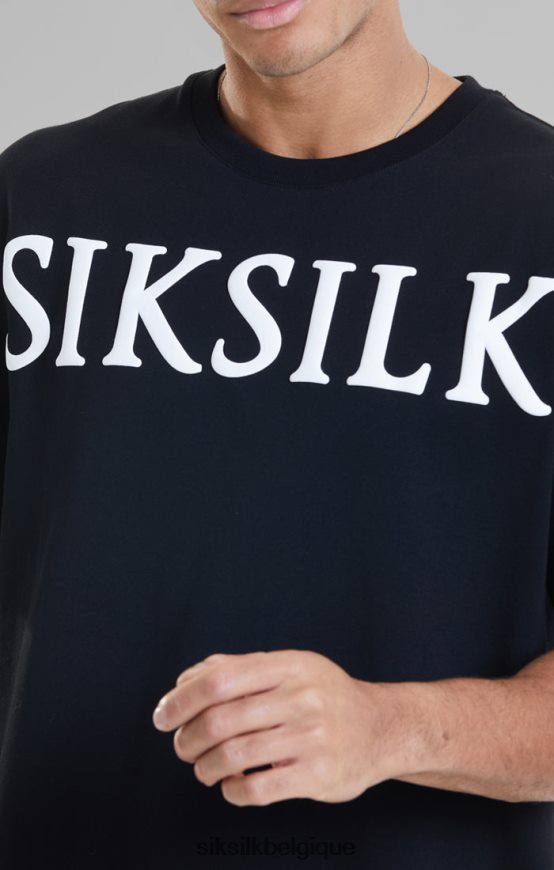 t-shirt noir coupe décontractée vêtements Hommes SikSilk AS2ZD407