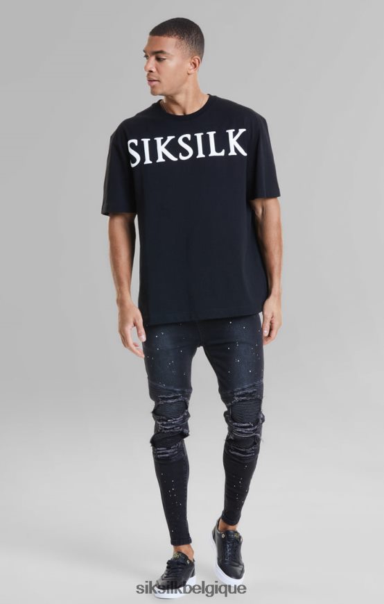 t-shirt noir coupe décontractée vêtements Hommes SikSilk AS2ZD407