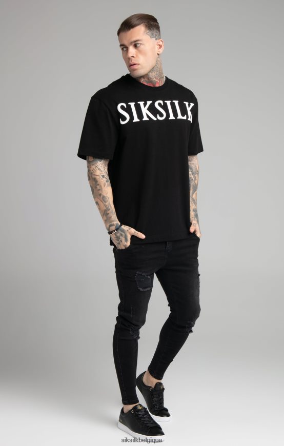 t-shirt noir coupe décontractée vêtements Hommes SikSilk AS2ZD407