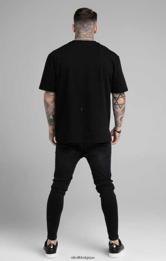 t-shirt noir coupe décontractée vêtements Hommes SikSilk AS2ZD407