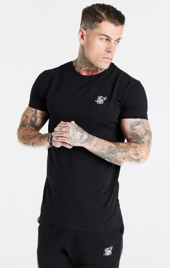t-shirt noir essentiel à manches courtes et coupe musculaire vêtements Hommes SikSilk AS2ZD363