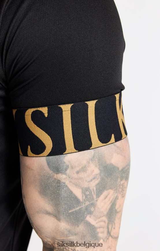 t-shirt noir et doré à revers élastique vêtements Hommes SikSilk AS2ZD368
