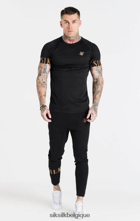 t-shirt noir et doré à revers élastique vêtements Hommes SikSilk AS2ZD368