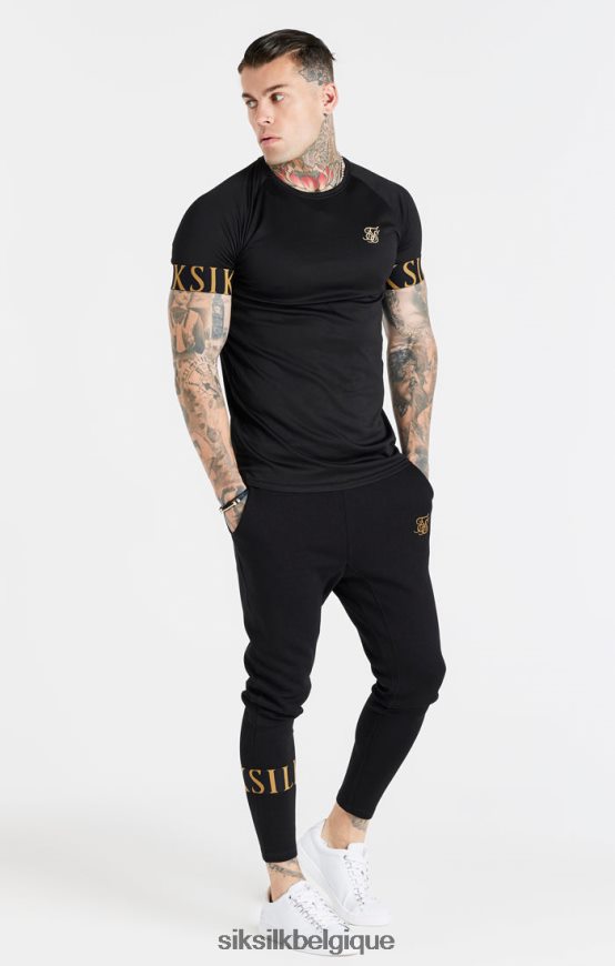 t-shirt noir et doré à revers élastique vêtements Hommes SikSilk AS2ZD368
