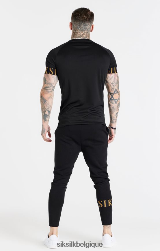 t-shirt noir et doré à revers élastique vêtements Hommes SikSilk AS2ZD368