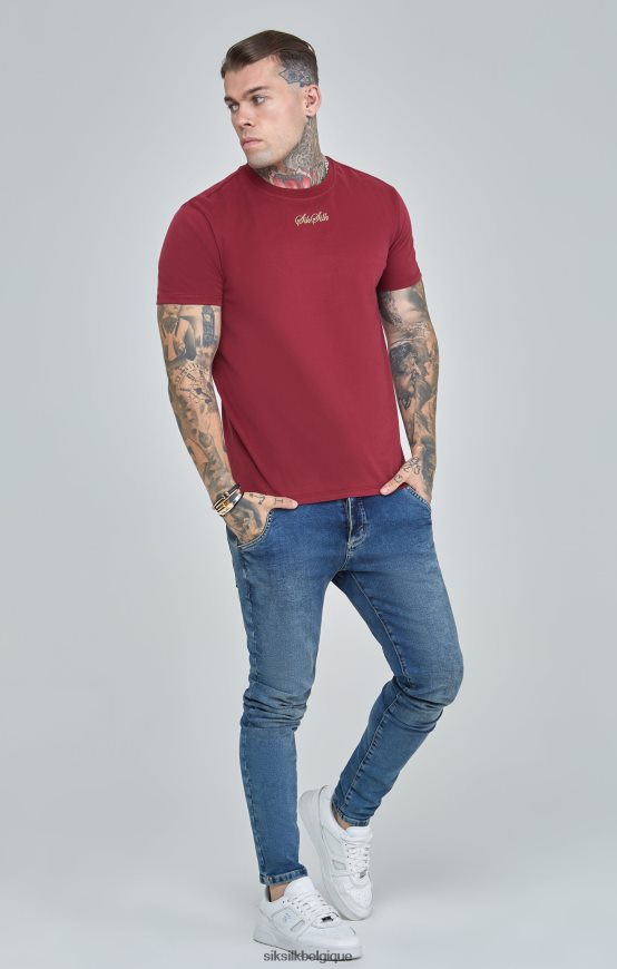 t-shirt oversize bordeaux à logo script vêtements Hommes SikSilk AS2ZD386