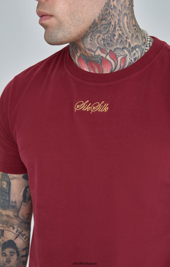 t-shirt oversize bordeaux à logo script vêtements Hommes SikSilk AS2ZD386