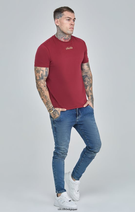 t-shirt oversize bordeaux à logo script vêtements Hommes SikSilk AS2ZD386