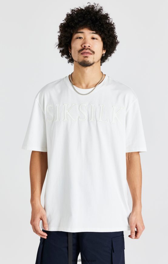 t-shirt oversize écru à logo vêtements Hommes SikSilk AS2ZD404
