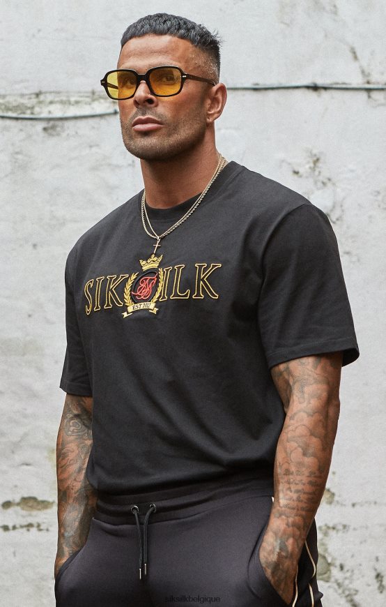 t-shirt oversize à écusson noir vêtements Hommes SikSilk AS2ZD373