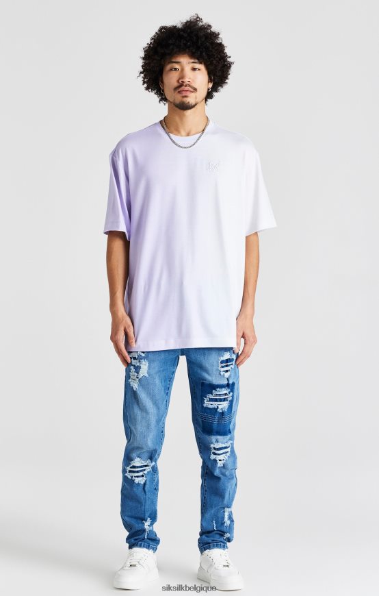 t-shirt oversize imprimé violet à manches courtes vêtements Hommes SikSilk AS2ZD405