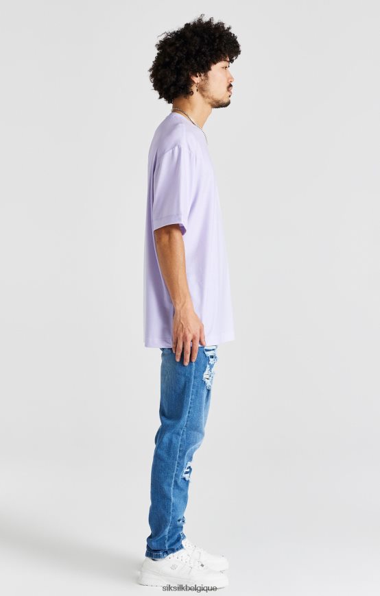 t-shirt oversize imprimé violet à manches courtes vêtements Hommes SikSilk AS2ZD405
