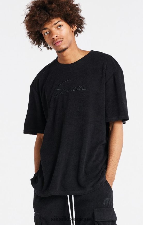 t-shirt oversize noir en tissu éponge vêtements Hommes SikSilk AS2ZD408