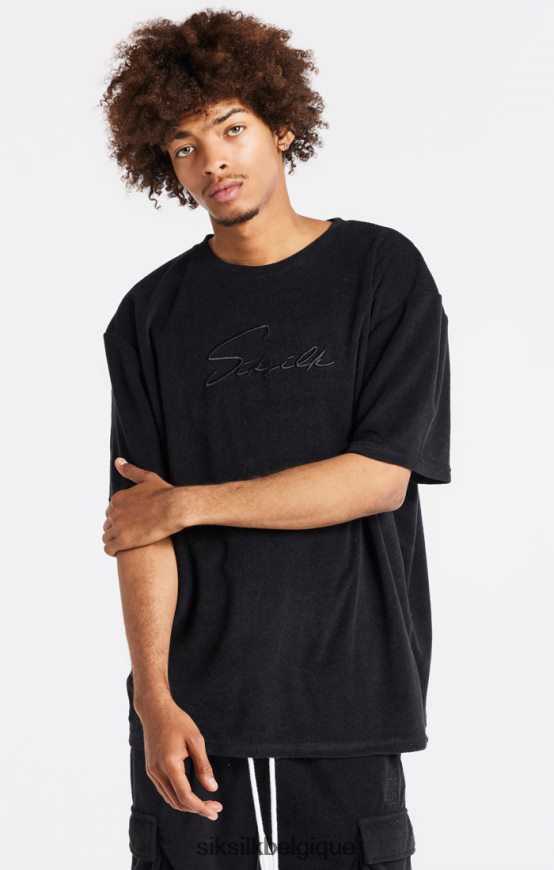 t-shirt oversize noir en tissu éponge vêtements Hommes SikSilk AS2ZD408