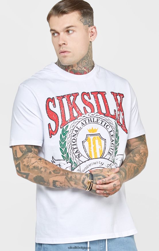 t-shirt oversize universitaire blanc vêtements Hommes SikSilk AS2ZD394