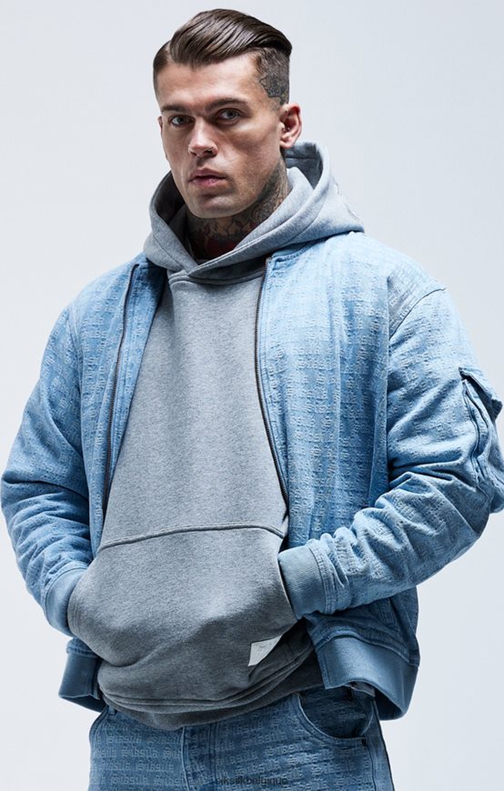 blouson aviateur en jean jacquard bleu vêtements Hommes SikSilk AS2ZD471