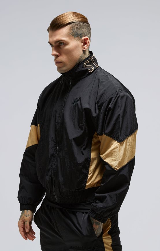 blouson aviateur noir à empiècements vêtements Hommes SikSilk AS2ZD468