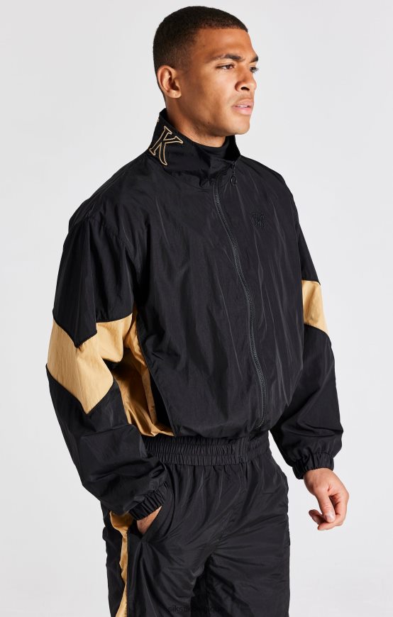 blouson aviateur noir à empiècements vêtements Hommes SikSilk AS2ZD468