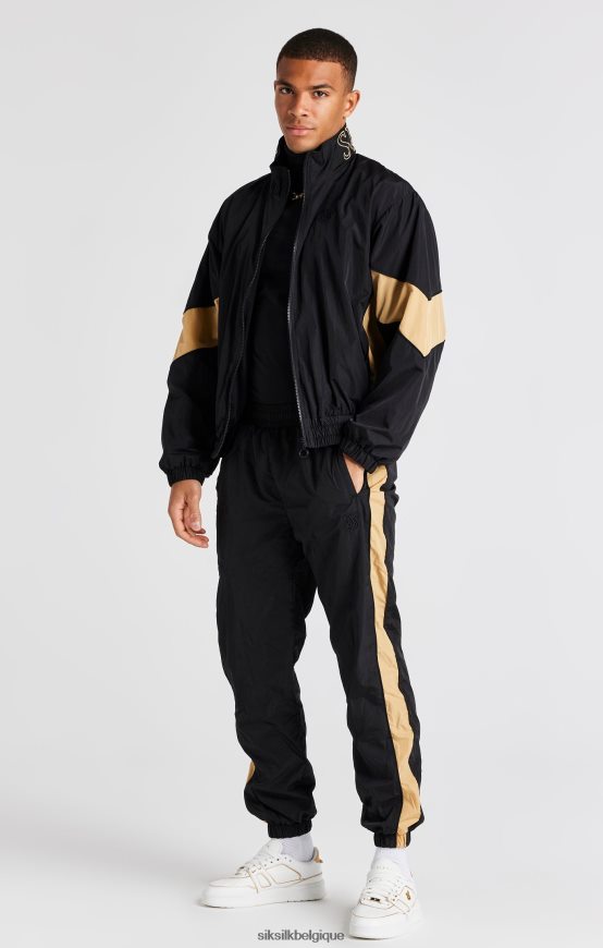 blouson aviateur noir à empiècements vêtements Hommes SikSilk AS2ZD468