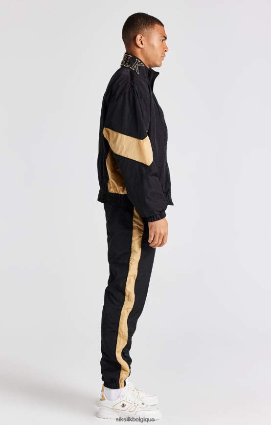 blouson aviateur noir à empiècements vêtements Hommes SikSilk AS2ZD468