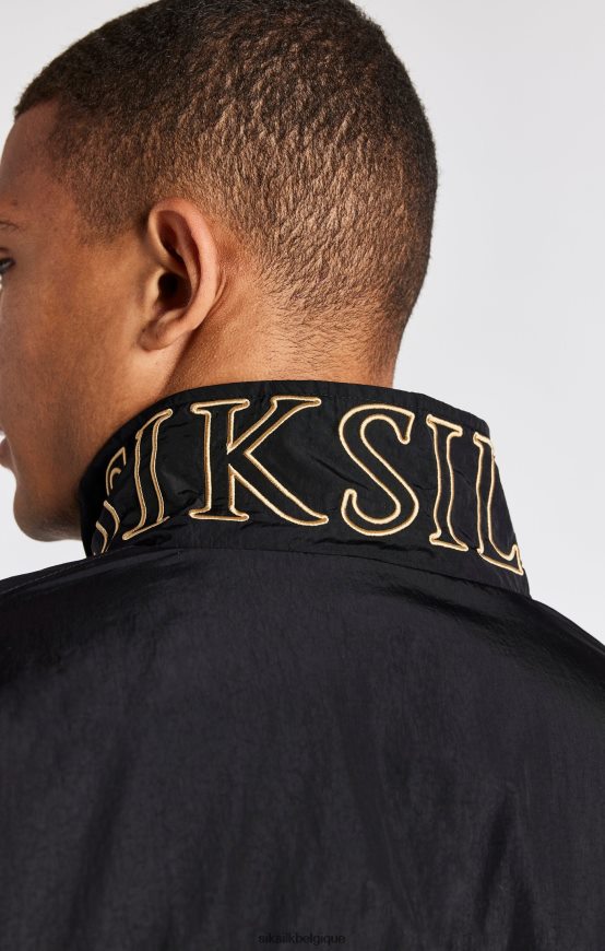 blouson aviateur noir à empiècements vêtements Hommes SikSilk AS2ZD468