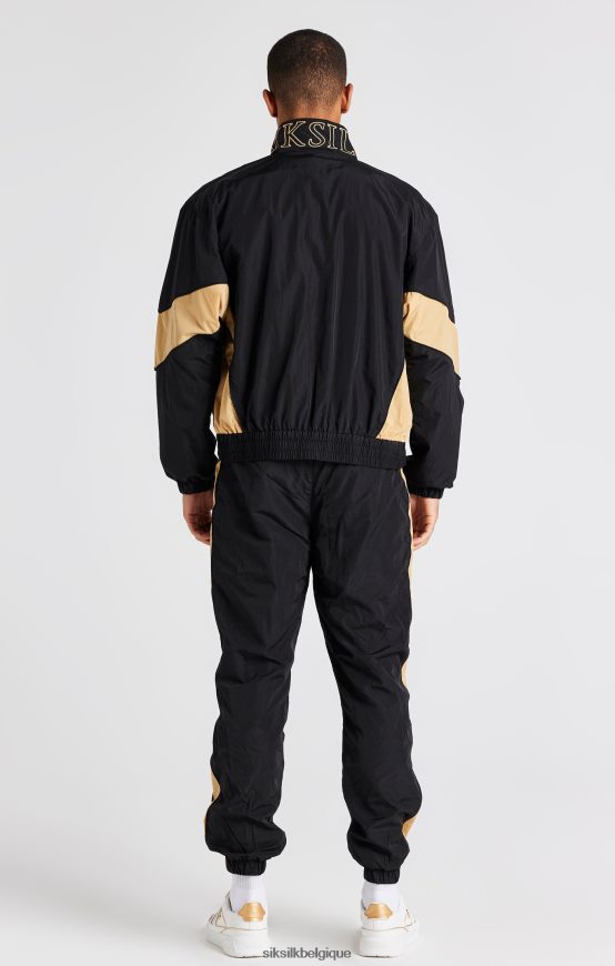 blouson aviateur noir à empiècements vêtements Hommes SikSilk AS2ZD468