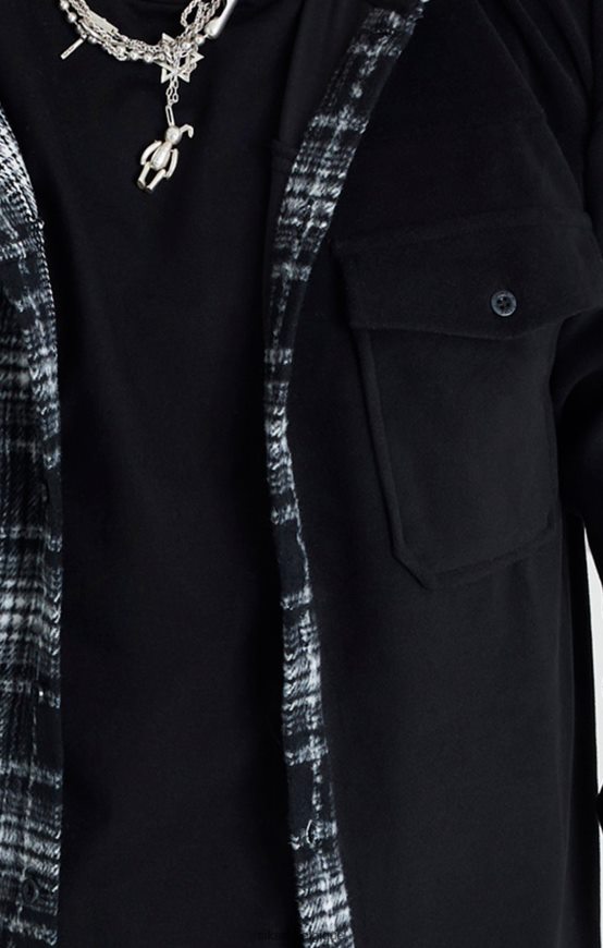 chemise noire à capuche contrastée vêtements Hommes SikSilk AS2ZD490