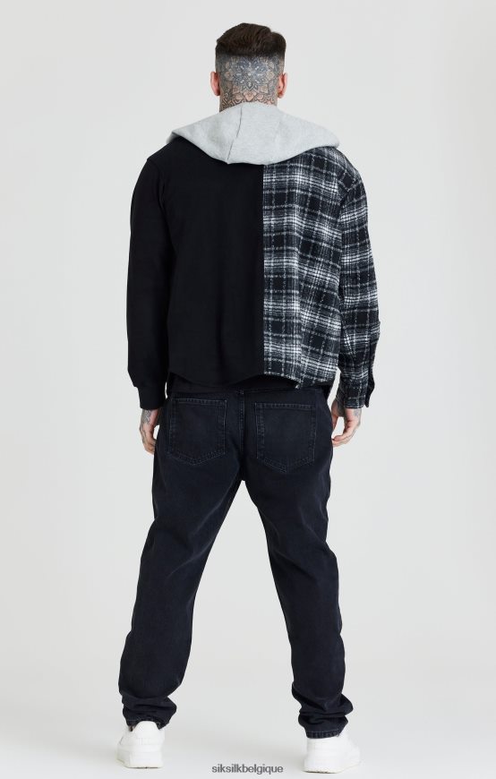 chemise noire à capuche contrastée vêtements Hommes SikSilk AS2ZD490