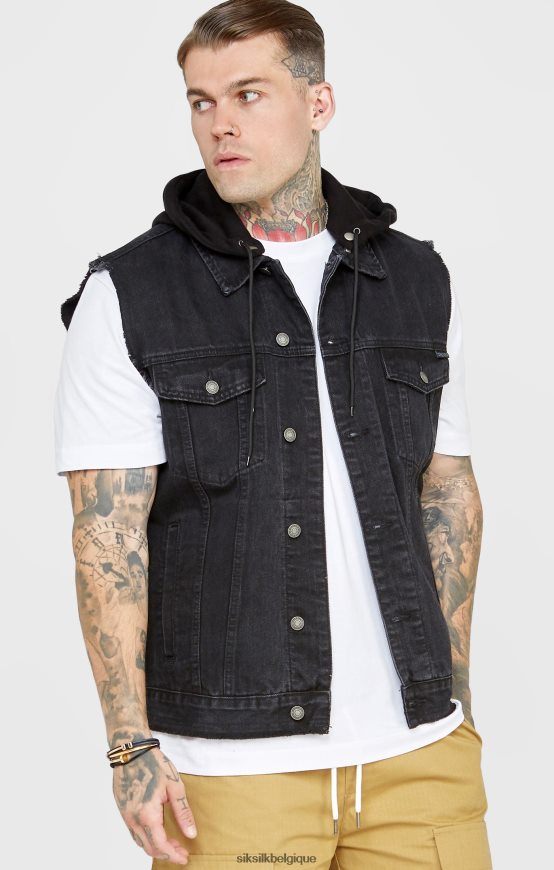 gilet à capuche noir vêtements Hommes SikSilk AS2ZD472