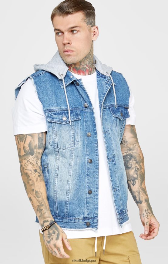 gilet en jean et rinçage vêtements Hommes SikSilk AS2ZD473