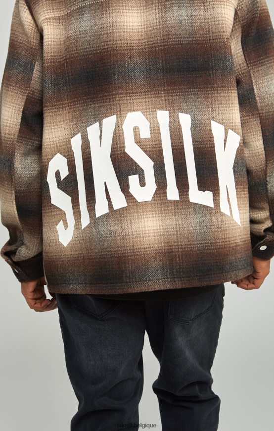 surchemise marron à carreaux et logo imprimé vêtements Hommes SikSilk AS2ZD467